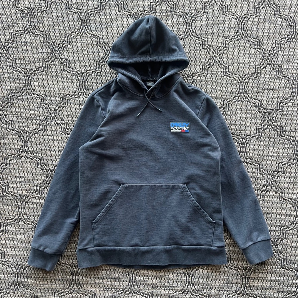 Oakley Sweatshirt Men's XL Navy Factory Pilot Custom Fit Hoodie Skateboard Y2K